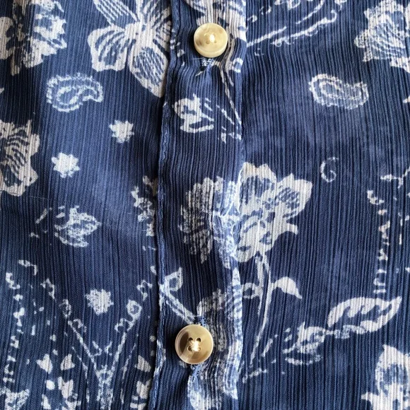 Hollister Blue/White Floral High-Low Shirt Dress Women’s Size M Long Sleeves Top - Picture 14 of 16